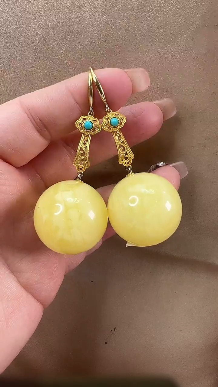 琥珀颈饰未镶嵌耳环