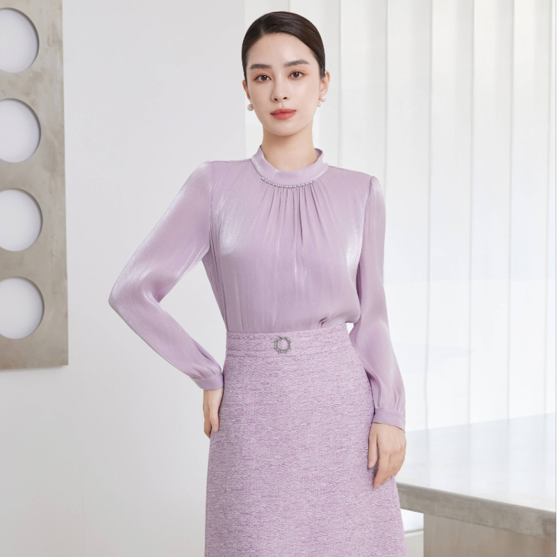 赢智尚2026春新款珠光紫色气质时尚显瘦上衣女ZD01131
