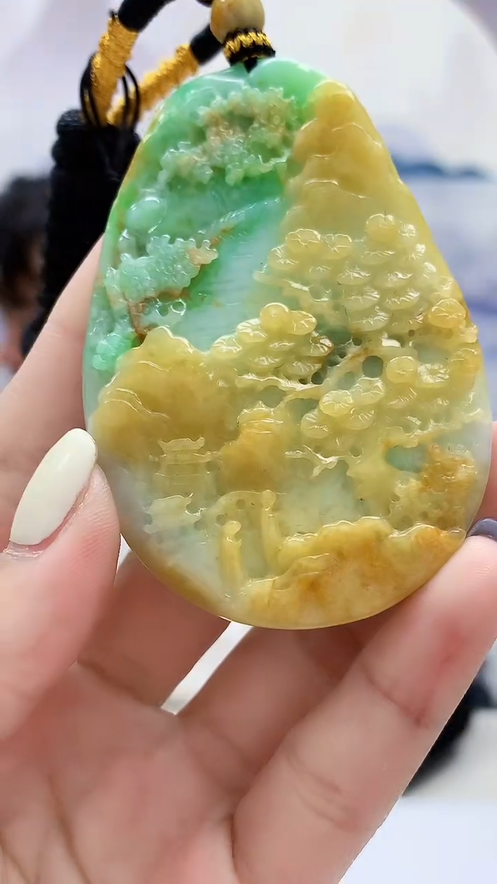 定制翡翠未镶嵌5060lr-毛货挂件74