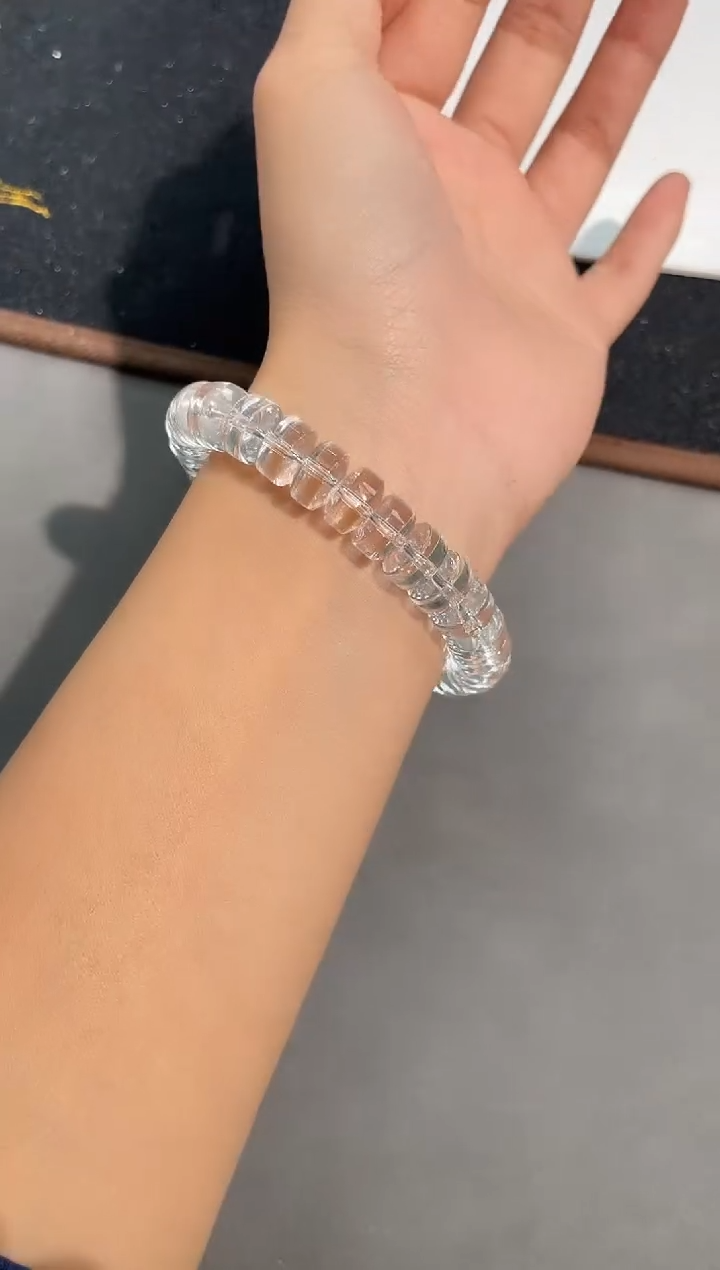 水晶手链未镶嵌5号利姆利亚白水晶车轮珠单圈10mm