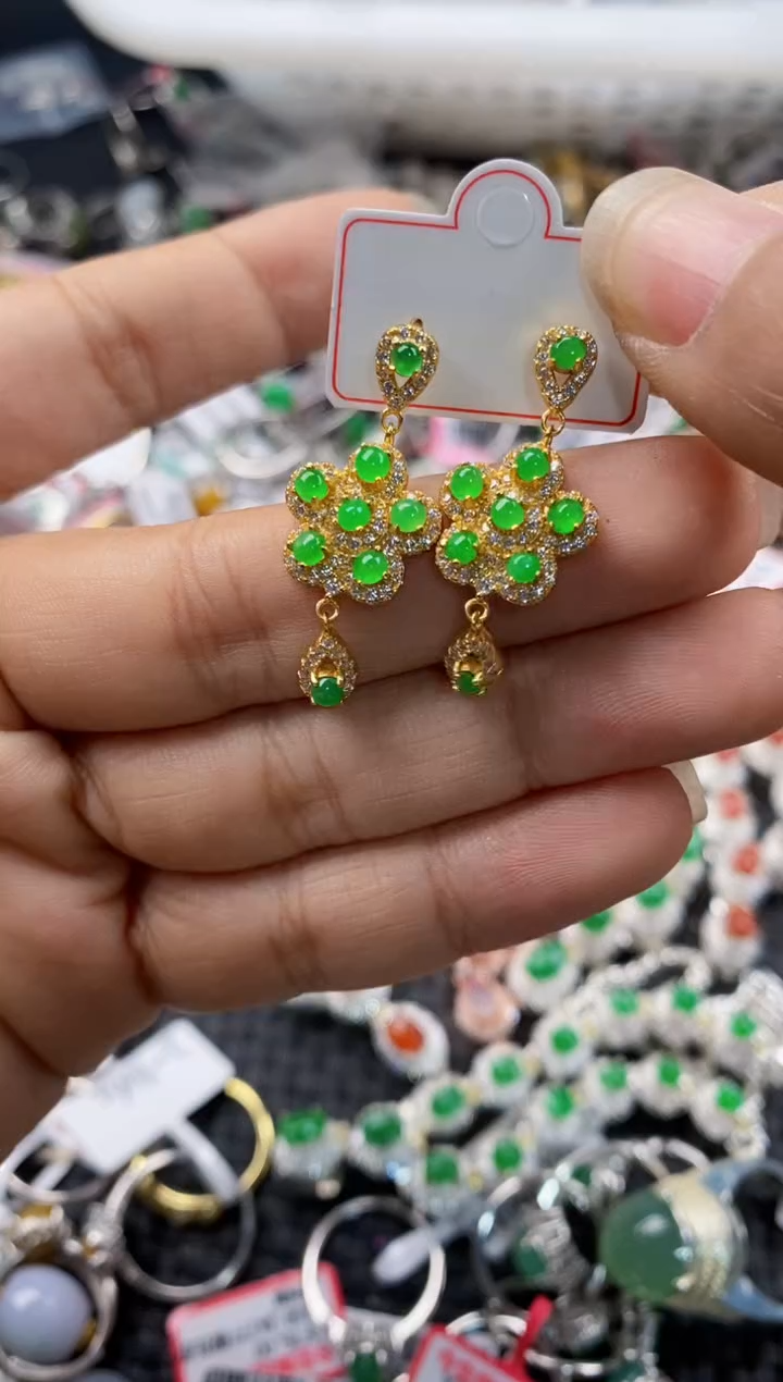 银S925镶嵌戒指翡翠444---8