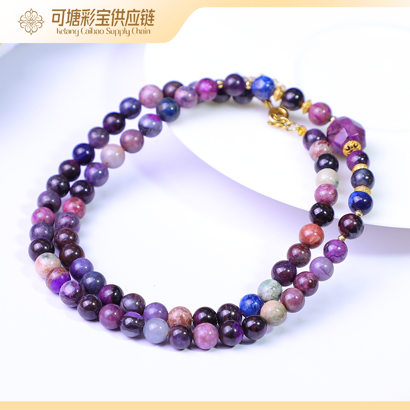 南非舒俱来 18K金 炫彩 舒俱来圆珠项链5mm+KTCB-3812/多样性发一