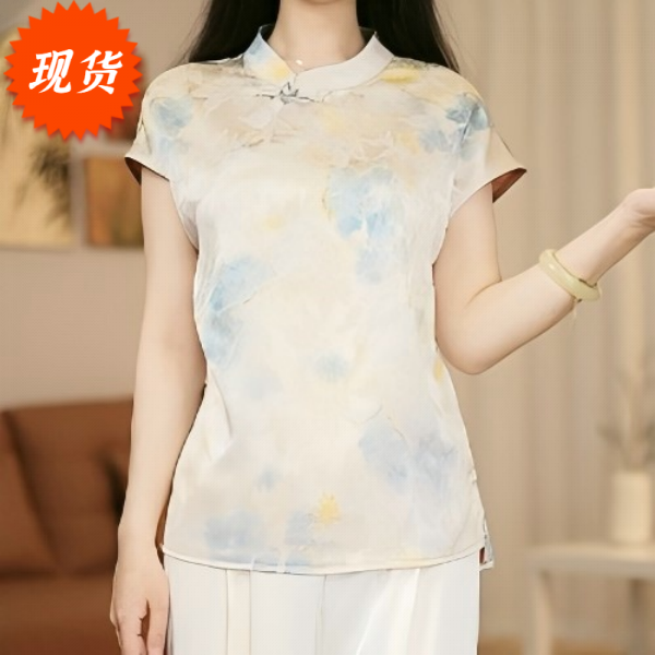 【现货】【D0901-秋兰】新中式国风女款复古宽松小衫飞袖上衣-菲哥