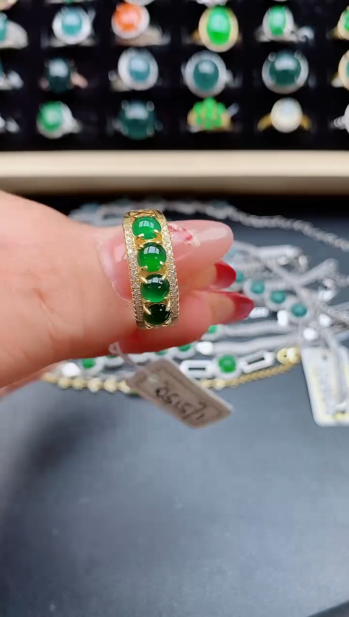 【闪购商品】翡翠戒指银S925镶嵌5055