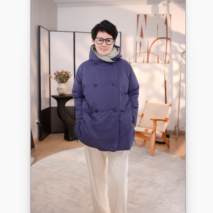 【子溪说衣】两面穿中长款撞色羽绒服外套DGPP-yrf664