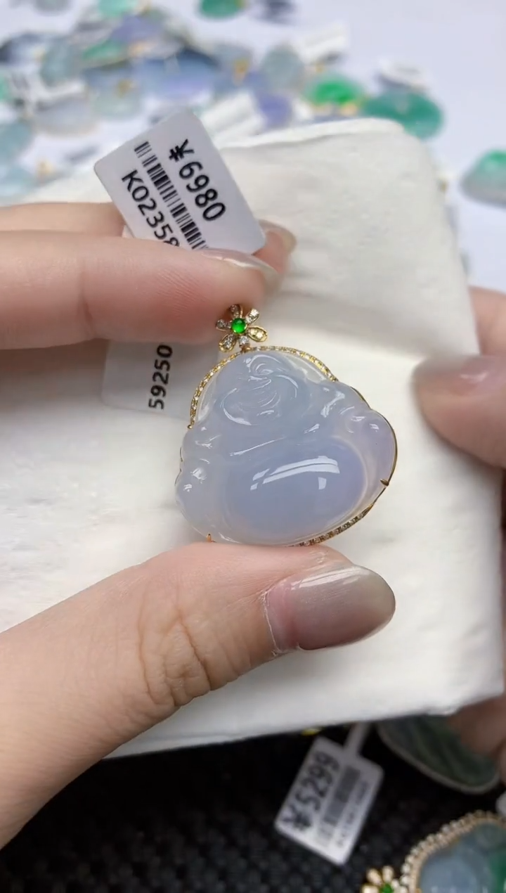 【闪购商品】翡翠颈饰18K金镶嵌天然翡翠A货