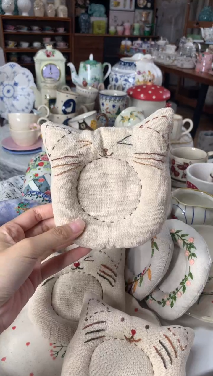 陶瓷【371】纯手工猫咪杯垫