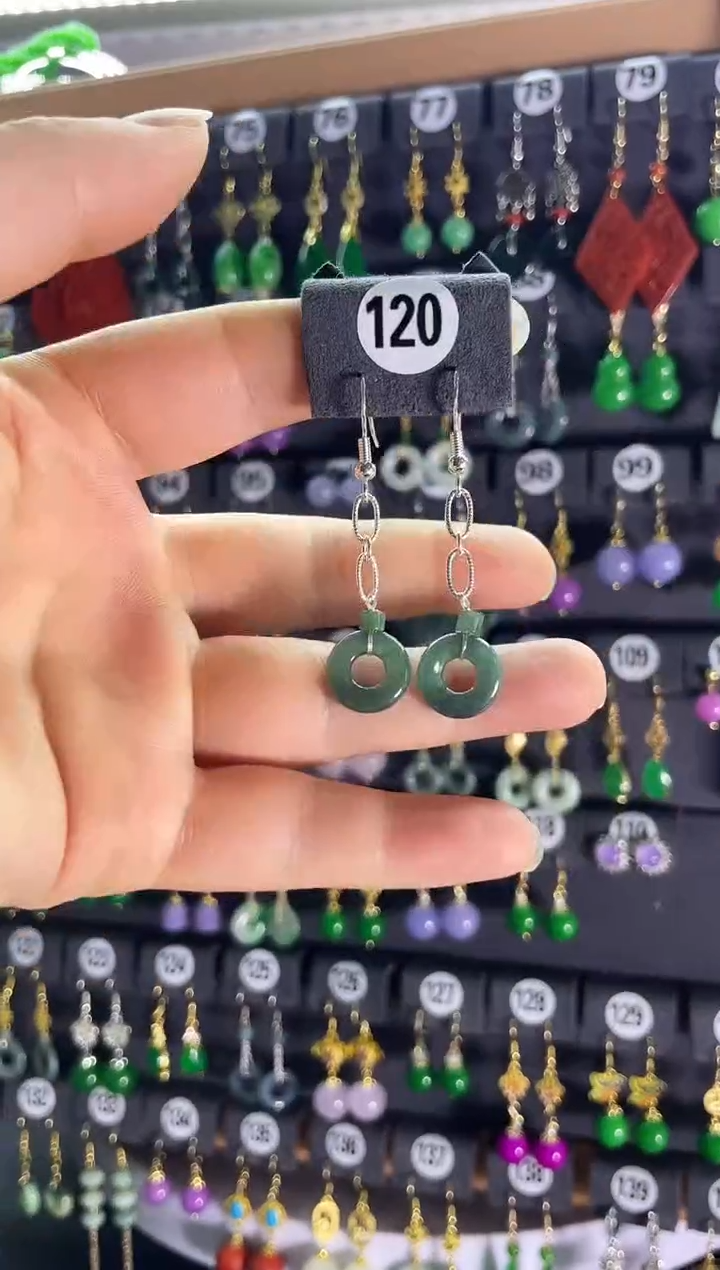 【闪购商品】翡翠耳饰银S925镶嵌120..