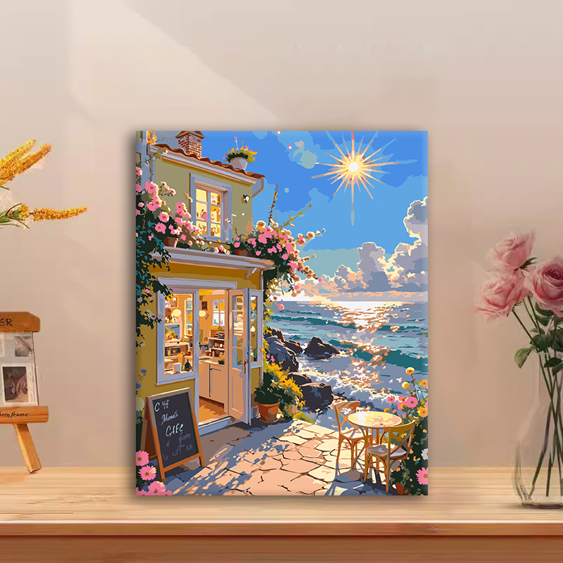 (拾光崖咖）diy数字油画红线条手工填涂色解压治愈送礼丙烯装饰画