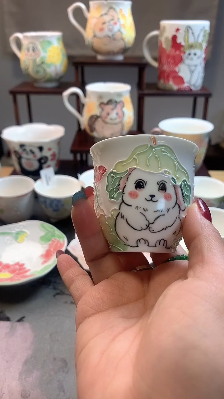 一味*手绘*荷冠杯