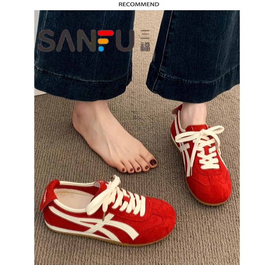 三福真皮阿甘德训鞋女鞋子2025新款爆款夏季薄款百搭运动休闲板鞋