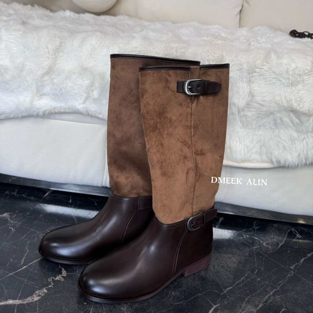 【XILIN ALIN 拼色靴子】时尚百搭输送拼色女靴