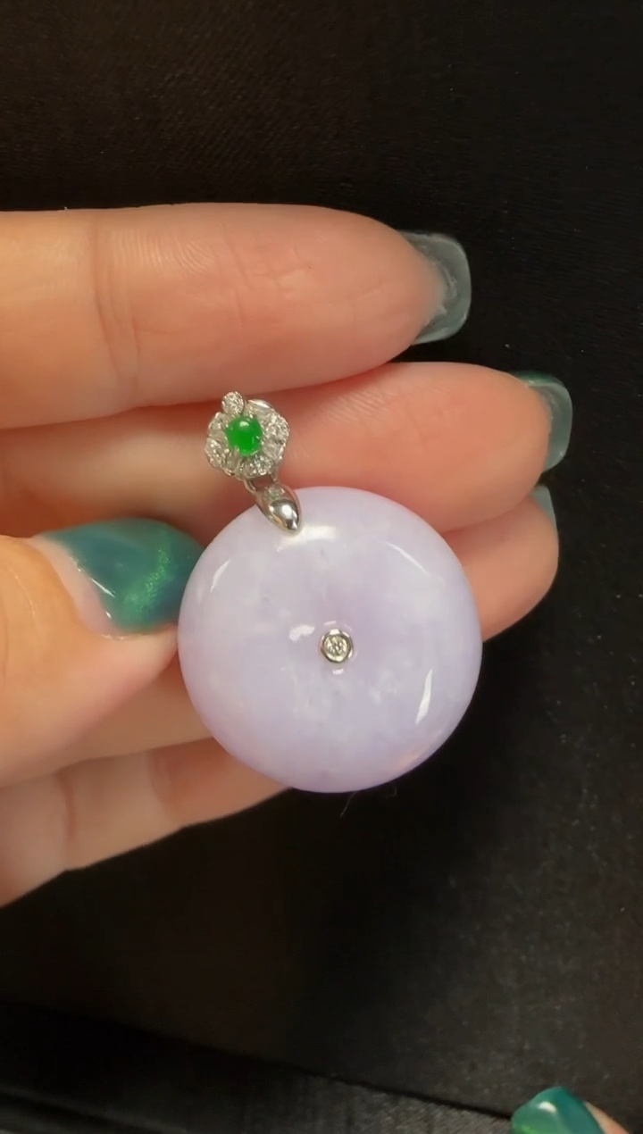 【闪购商品】翡翠颈饰18K金镶嵌958平安扣一个