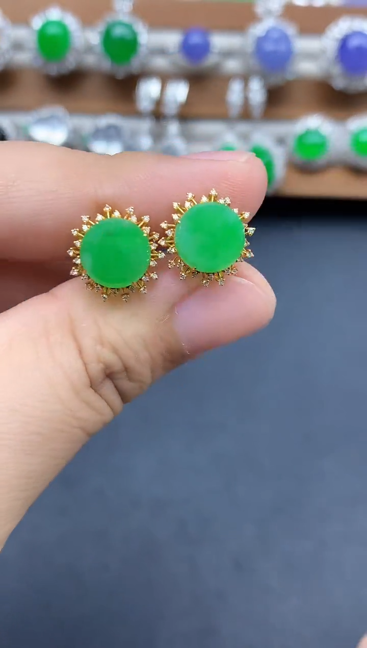 18K金镶嵌翡翠耳饰483-中国好珍宝