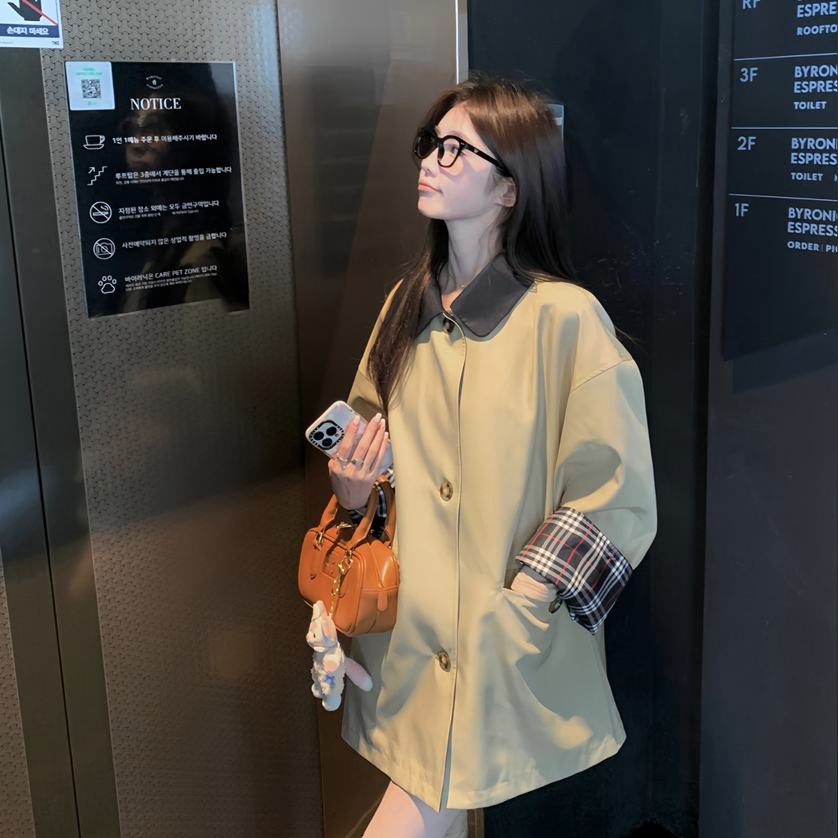 LOSA ROSA短款风衣早春新款宽松日系翻领小个子短外套高级感F499