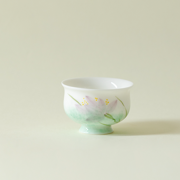 墨己手绘粉黛梦兰陶瓷小号茶杯精致元宝茶杯家用品茗杯客杯单杯