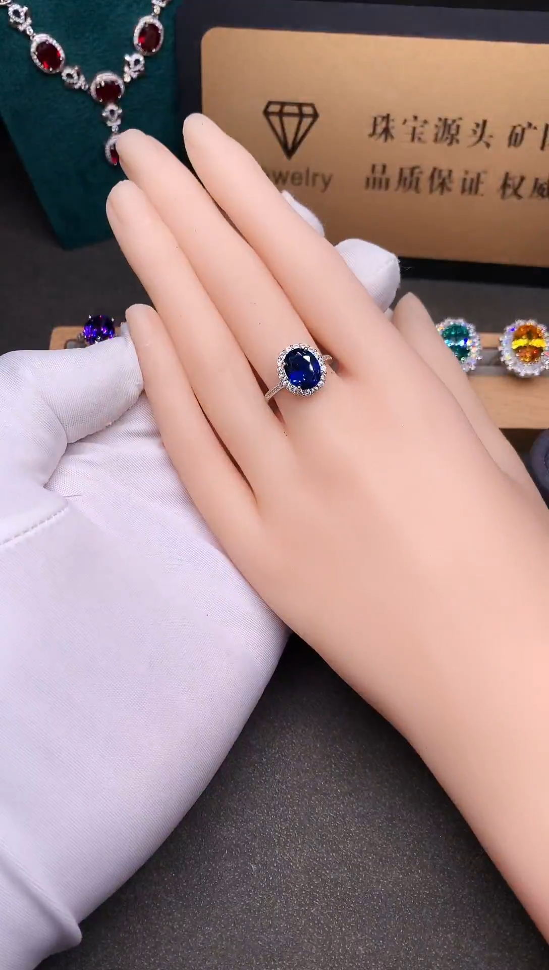 戒指蓝宝石银S925镶嵌.....