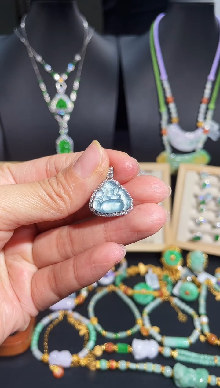 【闪购商品】翡翠颈饰银S925镶嵌蛋面/支持复检/一件