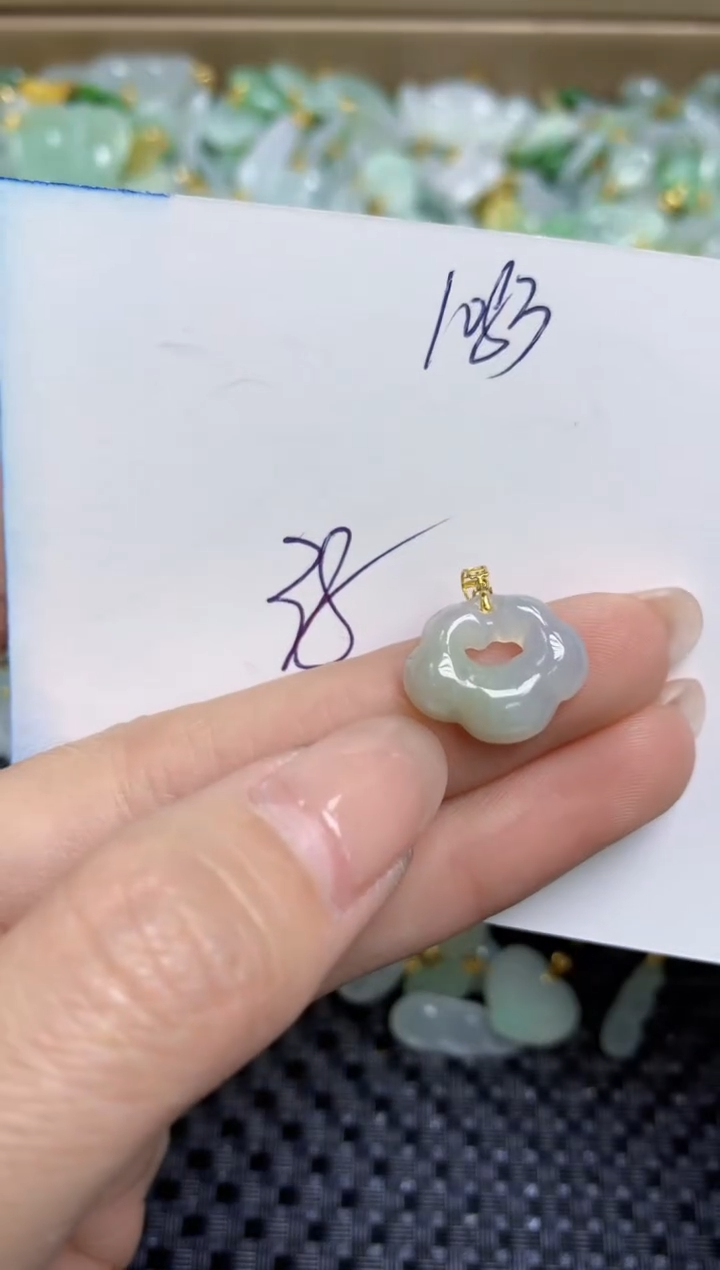 【闪购商品】翡翠颈饰18K金镶嵌天然缅甸A货翡翠