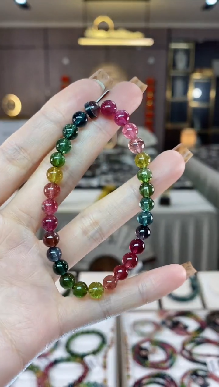 【闪购商品】碧玺收藏级单圈手串6mm+未镶嵌一物一证dan