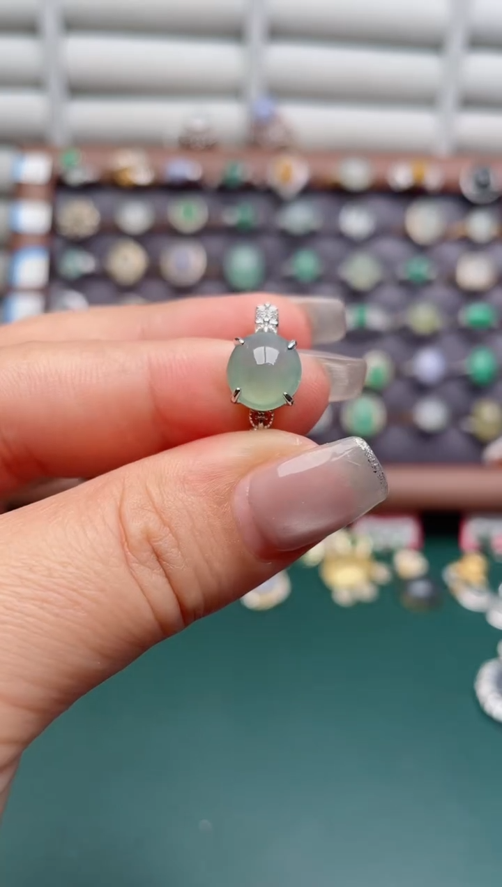 银S925镶嵌戒指翡翠.