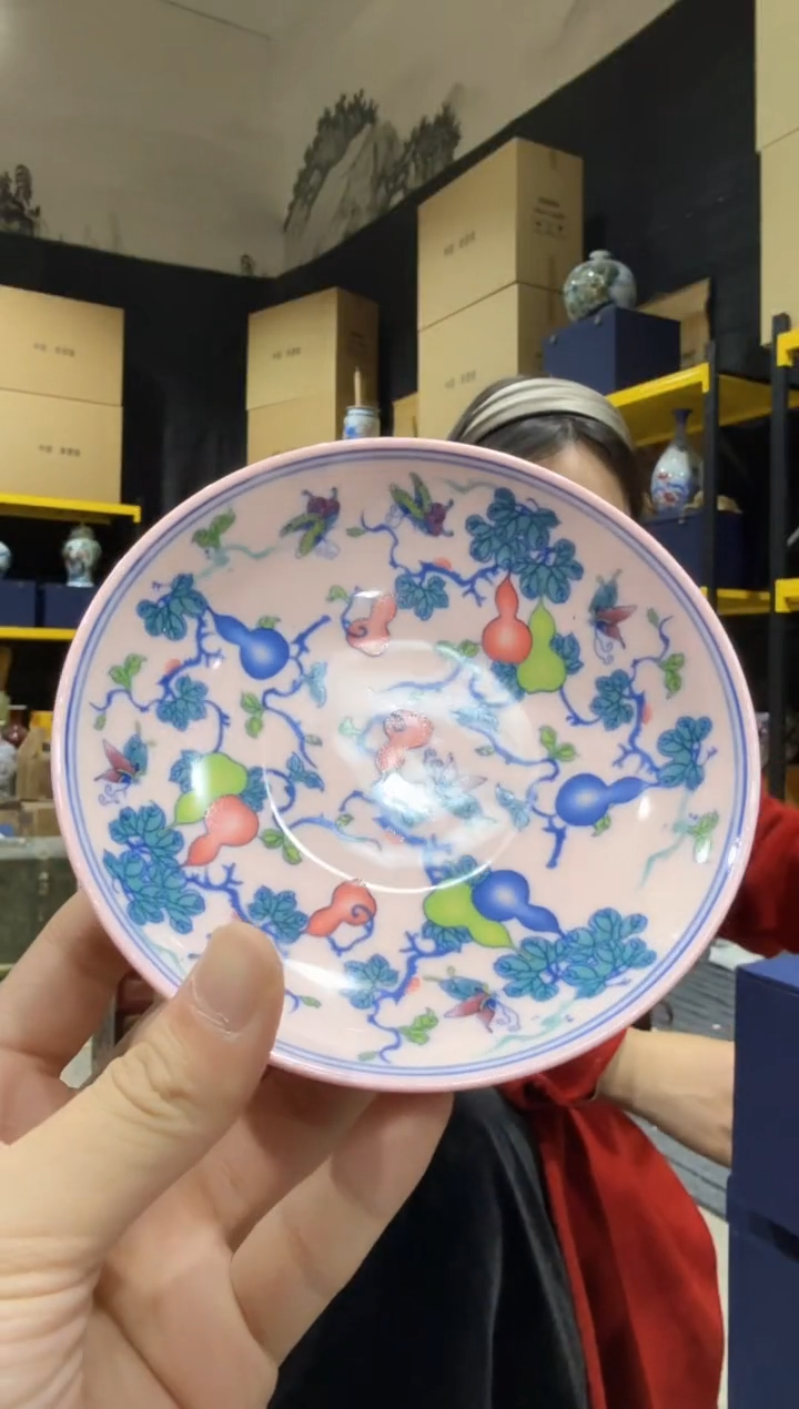 盘陶瓷红稀5英寸五彩葫芦小碟+礼盒