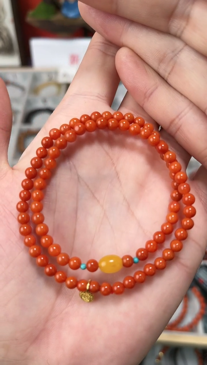 【闪购商品】南红玛瑙手串未镶嵌南红双圈QF-B50（多样性发一）