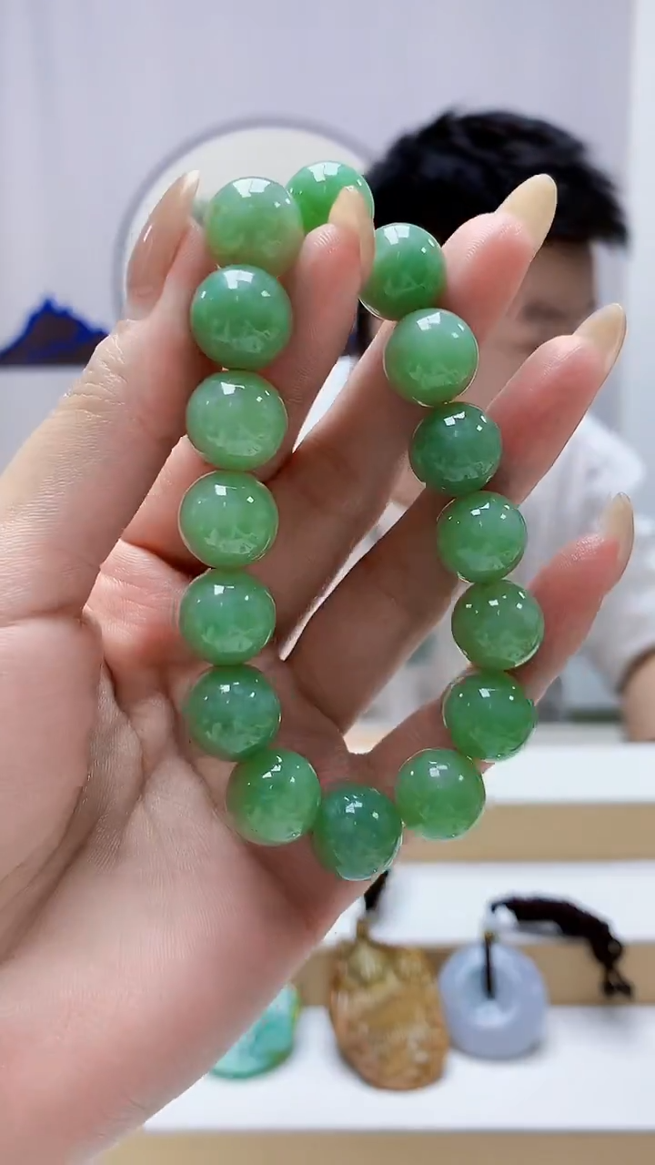 未镶嵌定制翡翠5028MM-毛货手串215