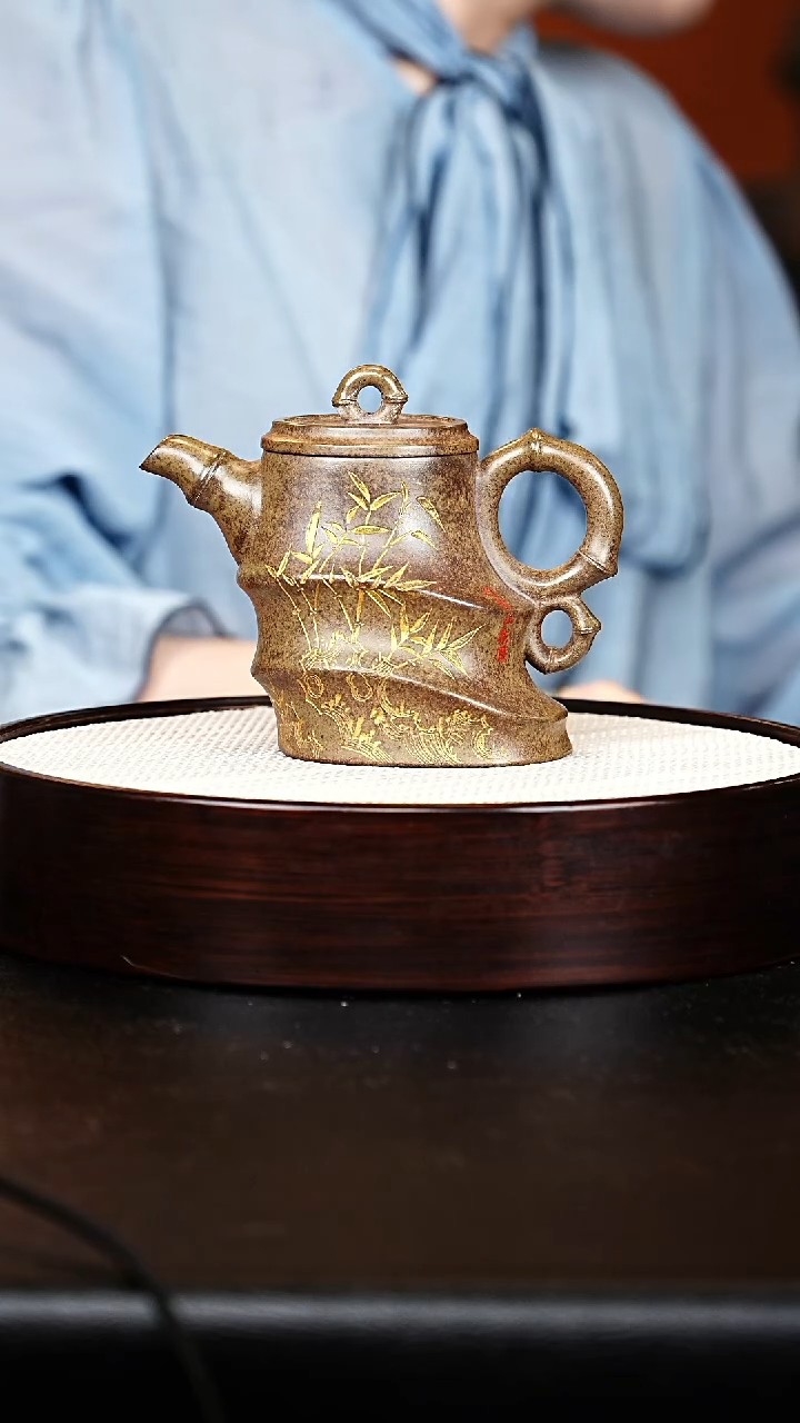 茶壶紫砂竹节壶