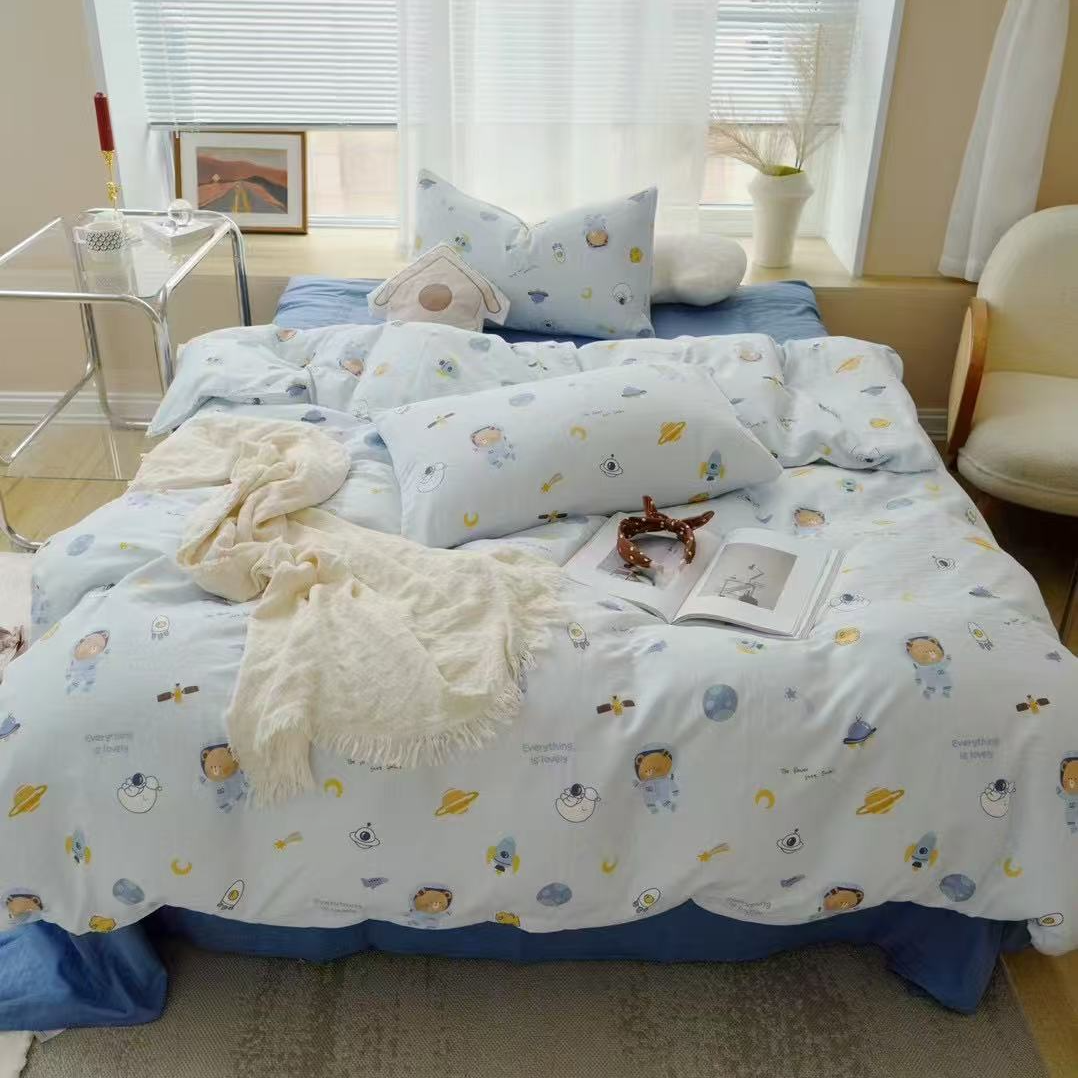 全棉有氧双层纱母婴级a类四件套婴幼儿床上用品三件套柔软可爱