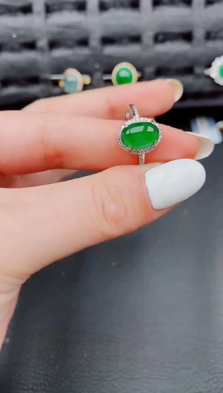 【闪购商品】翡翠戒指银S925镶嵌天然a货翡翠315