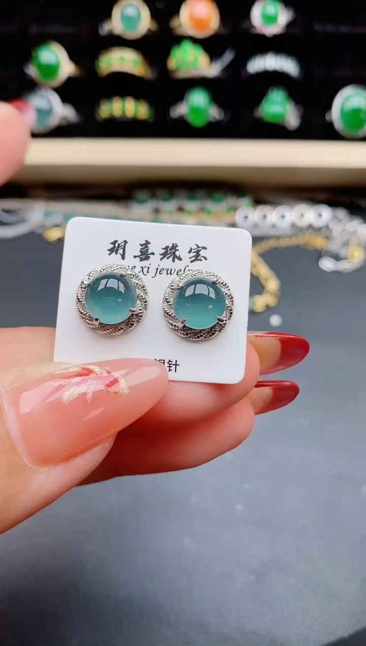 【闪购商品】翡翠耳饰银S925镶嵌321321
