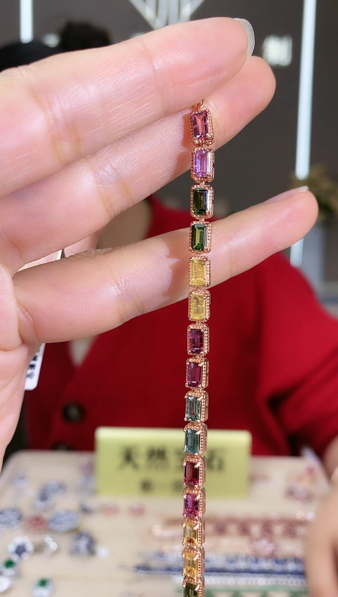 【闪购商品】碧玺手链银S925镶嵌手链