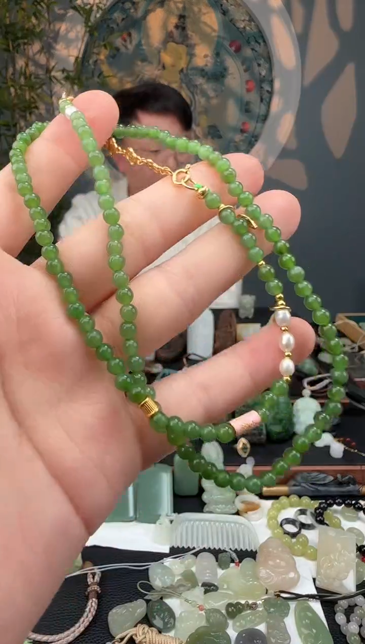 【闪购商品】和田玉颈饰银S925镀金镶嵌和田玉