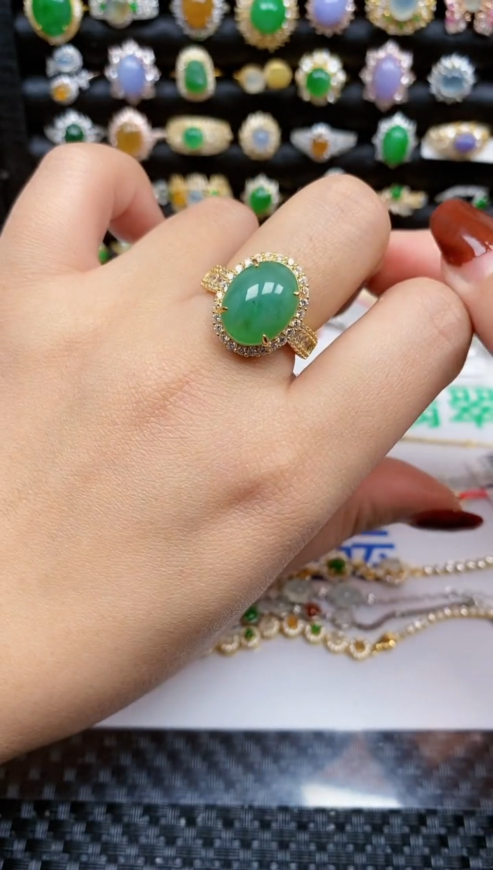 银S925镶嵌戒指翡翠225