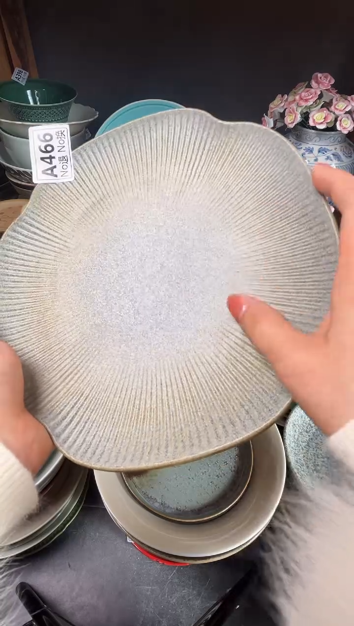 瓷片发**哩a466灰色海棠碟福利