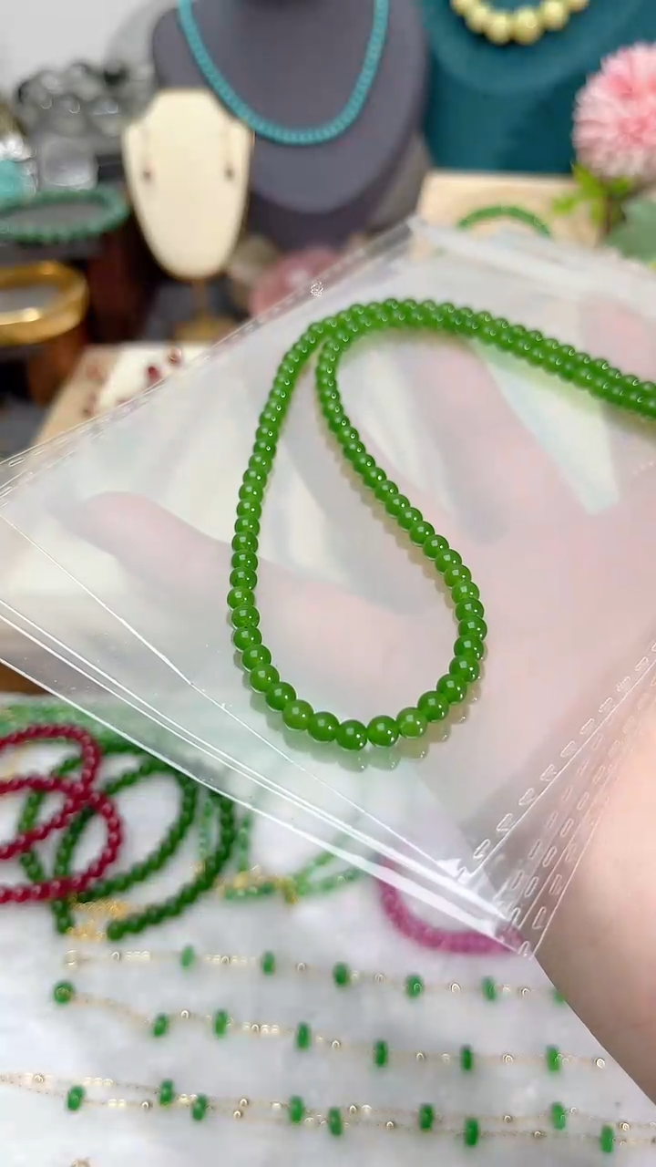 和田玉（碧玉）银S925镶嵌颈饰圆99