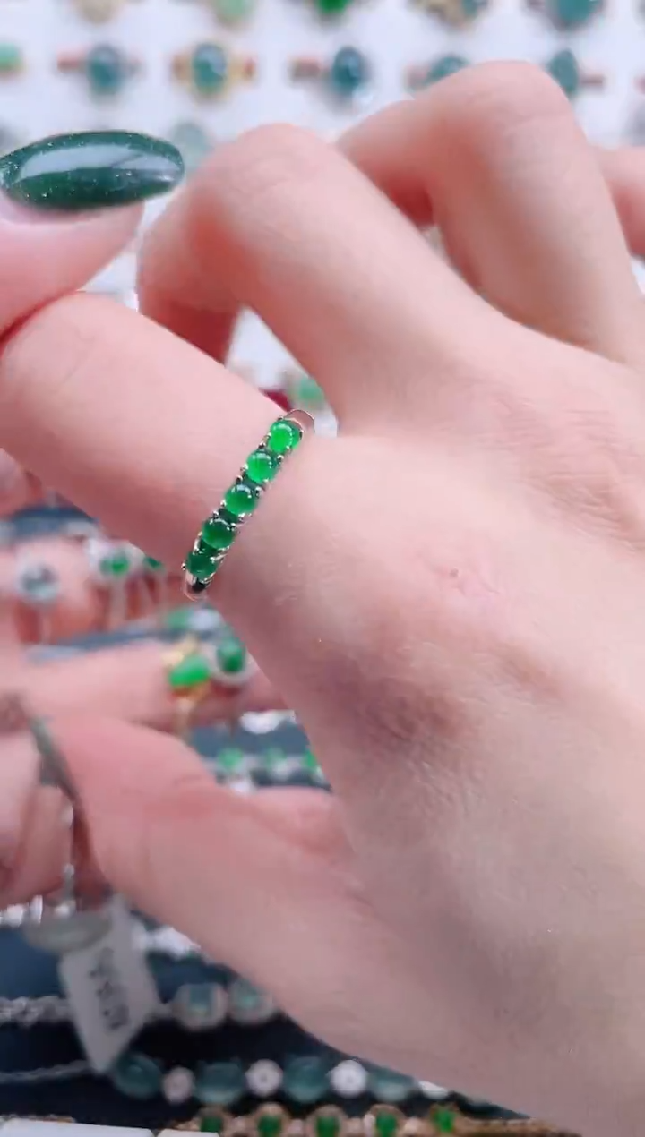 银S925镶嵌戒指翡翠天然翡翠