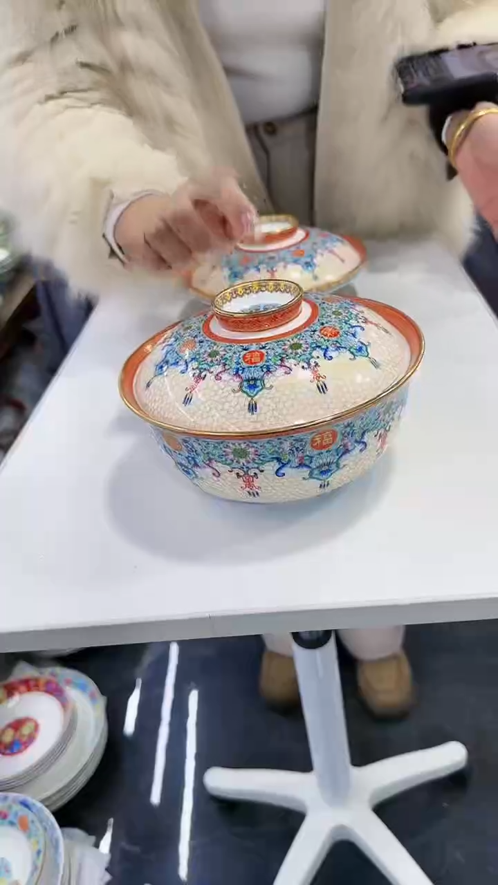 【闪购商品】瓷片7英寸【盖碗】1个景德镇陶瓷