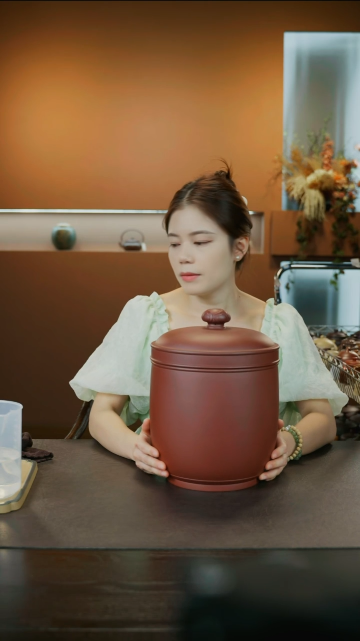 紫砂茶叶罐紫泥大七饼罐