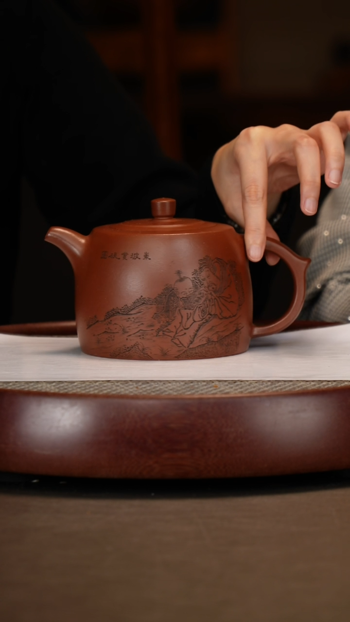 【闪购商品】紫砂茶壶景舟井栏+山水画