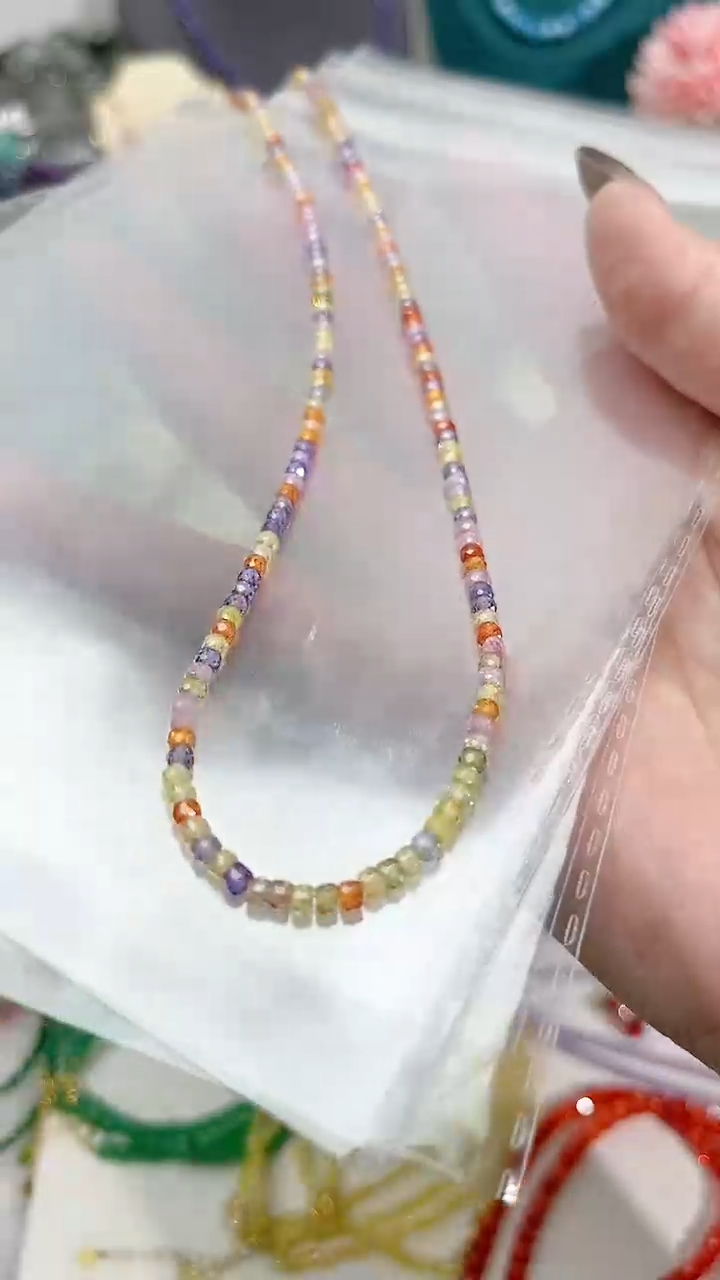 【闪购商品】彩色蓝宝石颈饰银S925镶嵌多宝99