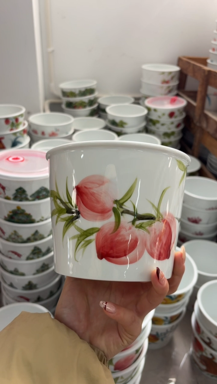 瓷片景德镇高温陶瓷食品级手绘釉中彩-大号泡面桶