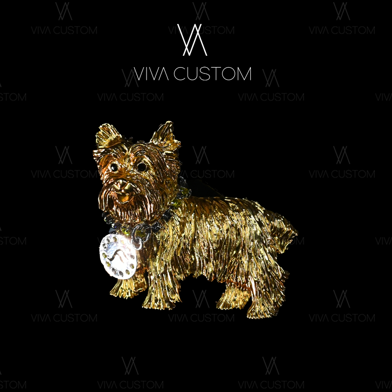 铜合金合成锆石胸针 (动物系列)个性小众精致狗狗胸针M