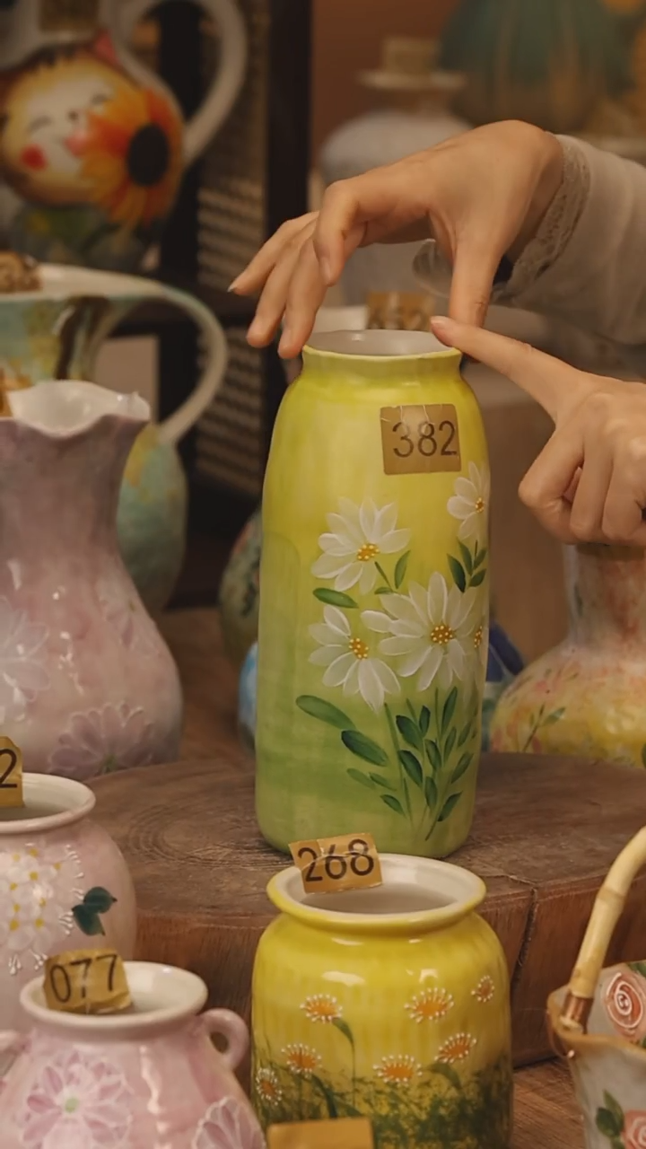 陶瓷景德镇设计师手作花器摆件侘寂风@M382@