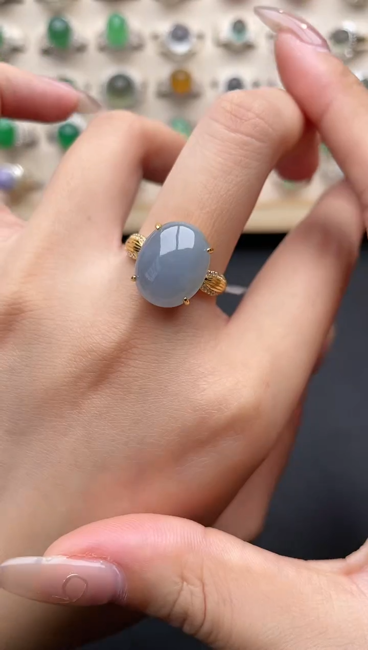 【闪购商品】翡翠戒指银S925镶嵌一物一证一礼盒