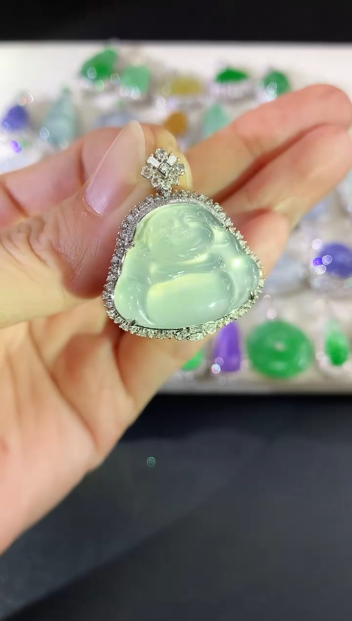 吊坠(不含链)18K金镶嵌翡翠118|12800