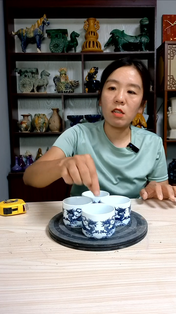 经典4个龙纹杯精美复古风格瓷器