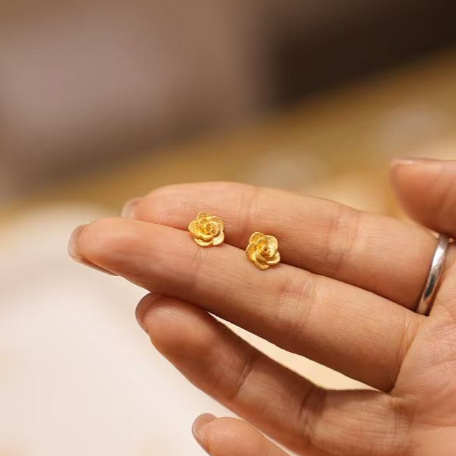 【巧玲专属】足金999浪漫玫瑰花系列玫瑰花耳钉 经典时尚百搭 2.22