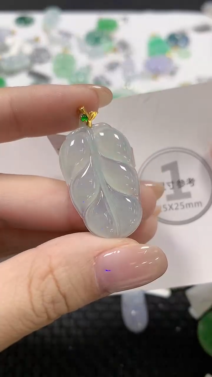 颈饰18K金镶嵌翡翠天然缅甸翡翠a货百元以上9元证书费自理